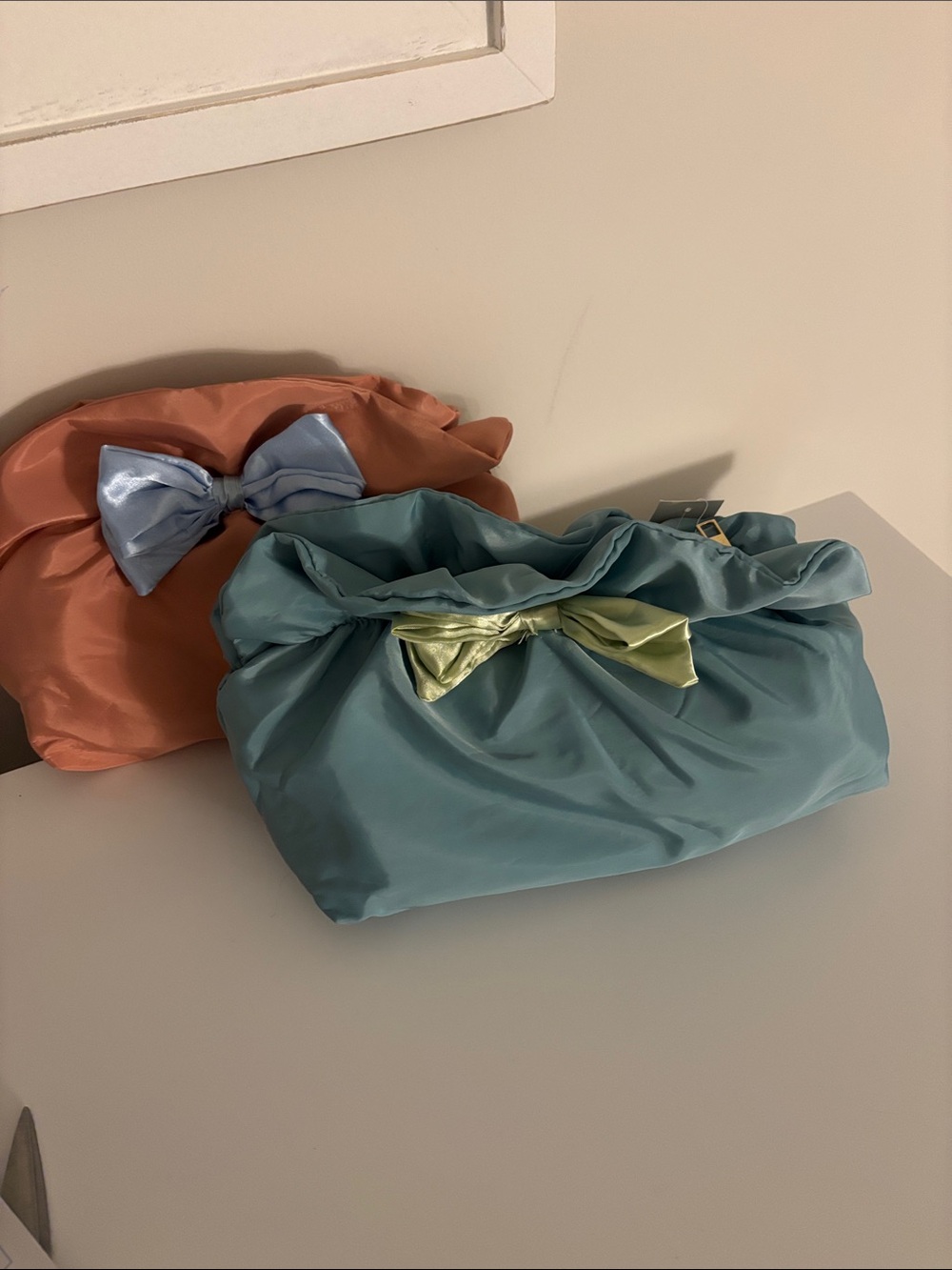Coral and blue Cosmetic Pouches